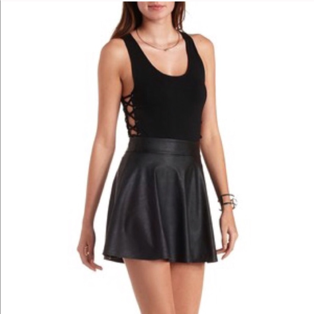 Black bodysuit with lace up sides